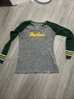Green Bay packers football Majestic Heather Gray Athletic Tee size Large